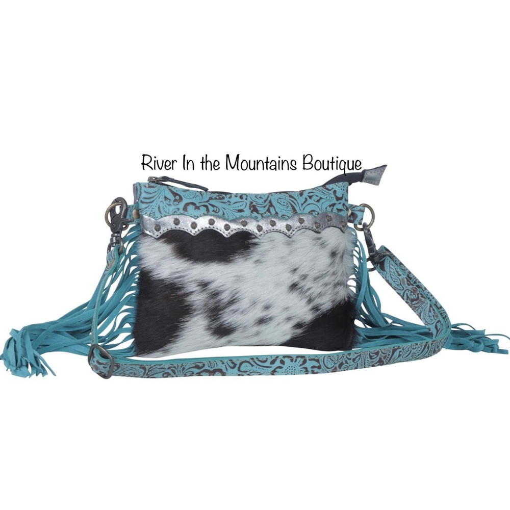 New! Exotic Azure Leather Hairon Myra Bag! - Picture 6 of 7